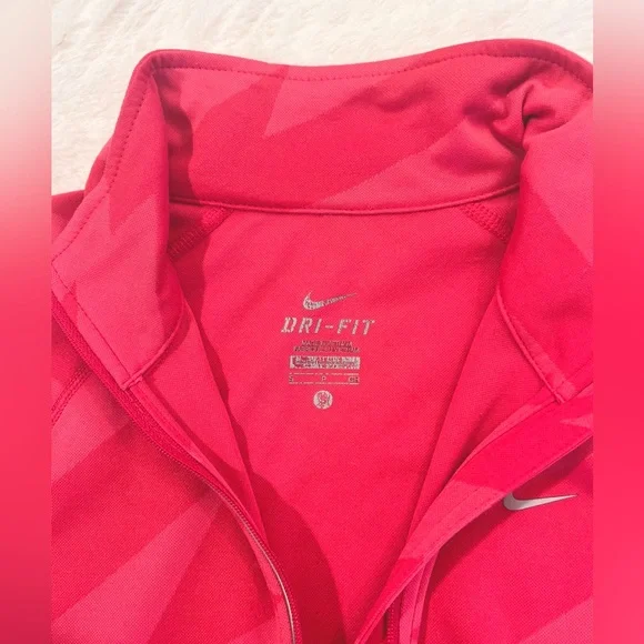 Nike Dri-FIT long sleeve quarter zip running jacket size small in hot pink - Picture 4 of 15
